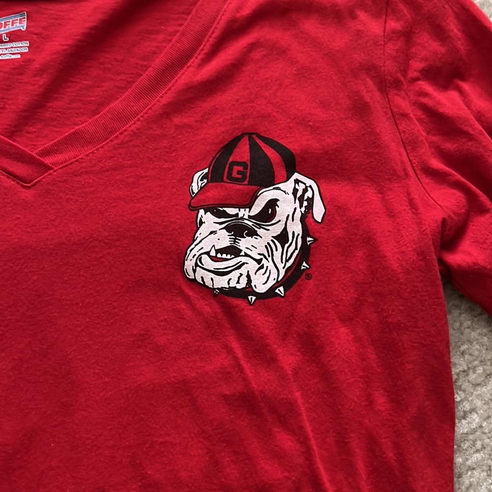 Red UGA long sleeve Bulldog shirt - Picture 3 of 5